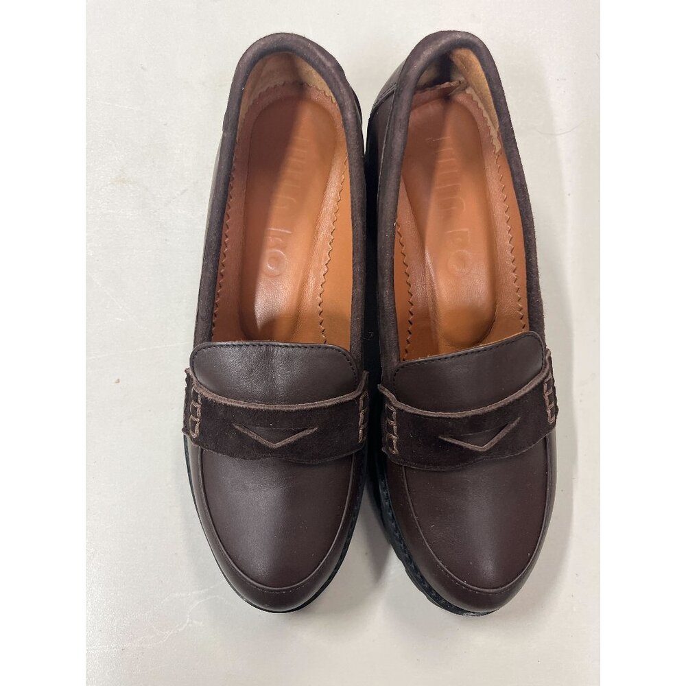 Handcrafted Leather Penny Loafers – Brown Suede, Chunky Sole, EU 38 - Picture 3 of 5
